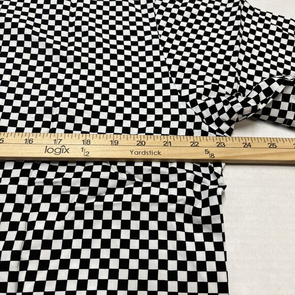Terez Top Womens L White Black Check Button Front Cropped Shirt Racing Sporty - Picture 7 of 7